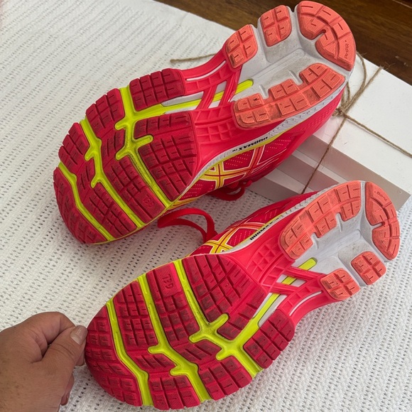 ASICS Vibrant Red and Yellow Athletic Shoes - Picture 6 of 6